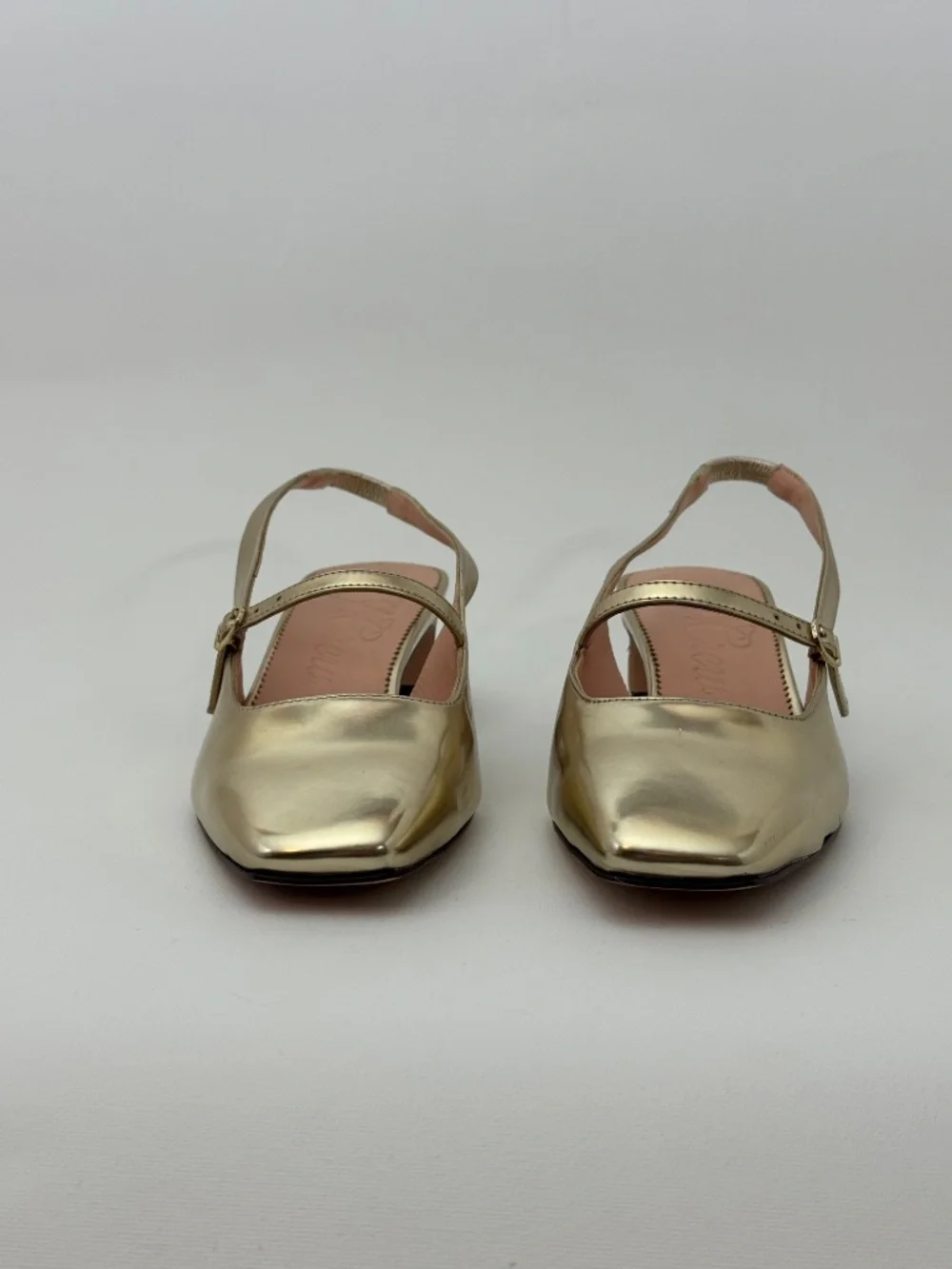 Gold Slingback Low Block Heel Mary Jane for Women